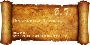 Boszkovicz Tivadar névjegykártya